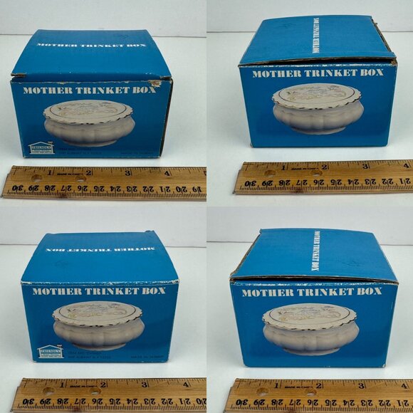 Vtg Mother is another word for love Round Trinket Dish w Lid Gold Accents w Box - Picture 6 of 11
